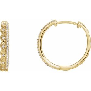 14K Yellow 1/4 CTW Natural Diamond Geometric 19.4 mm Hoop Earrings